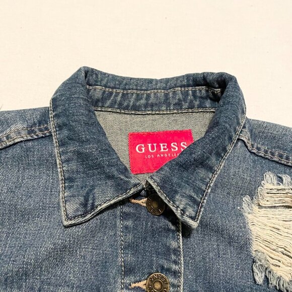 Guess Jean Jacket Distressed Womens Size XS - Picture 2 of 16